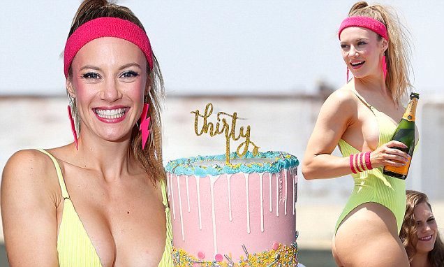 Danielle Savre flaunts her cleavage celebrating her 30th birthday party