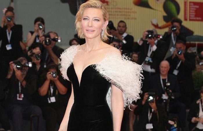 Cate Blanchett, 49, looks showstopping in a velvet bustier outfit 