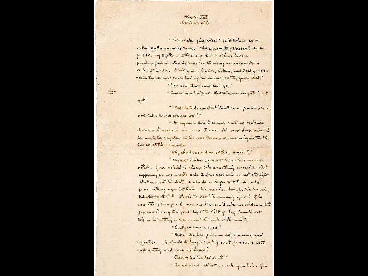 Handwritten Page Of Sherlock Holmes Manuscript Sold For $423,000