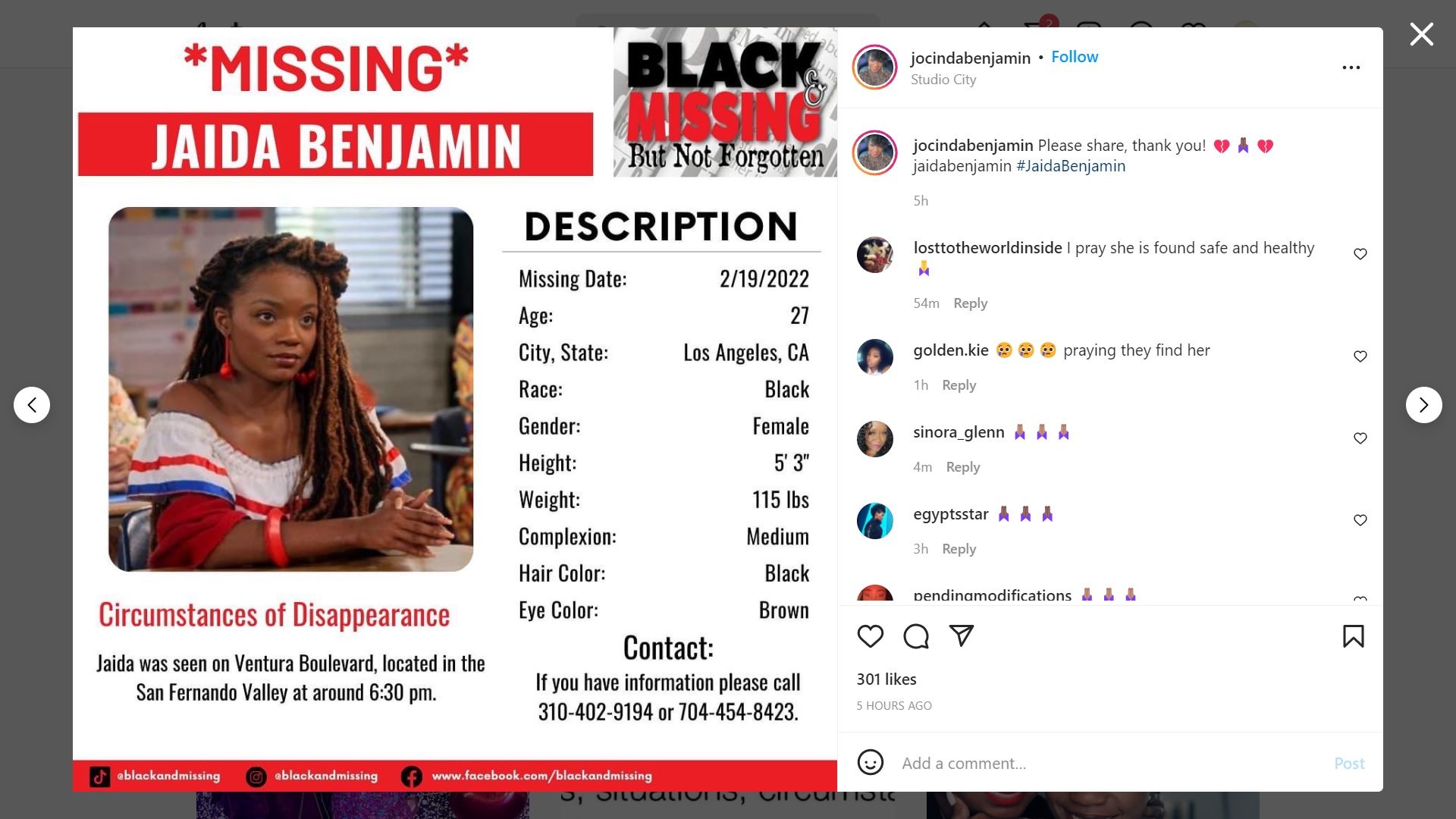 Jaida Benjamin Reported Missing!