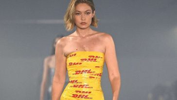 Gigi Hadid On Vetements Runway Wearing Dhl Packing Tape